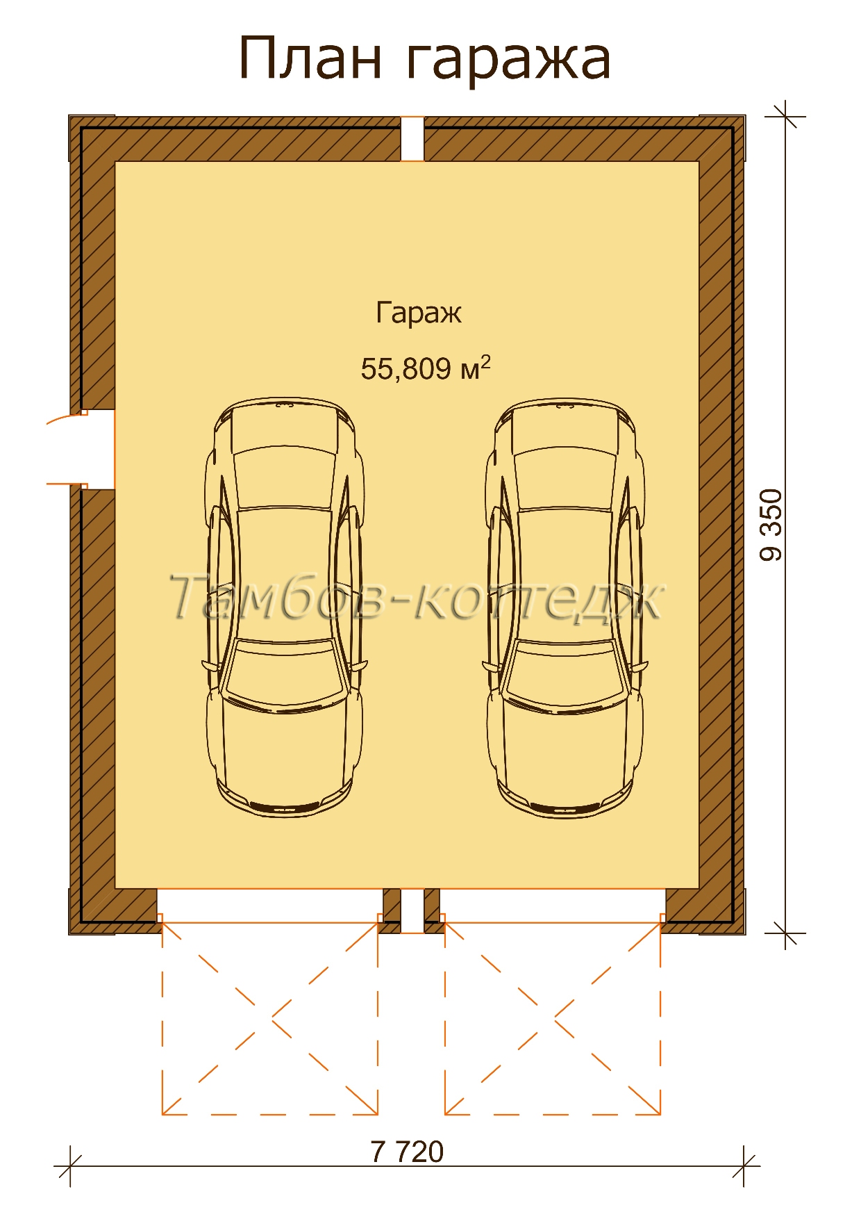 План гаража (двухэтажный жилой дом с подвалом площадью 307 м2)