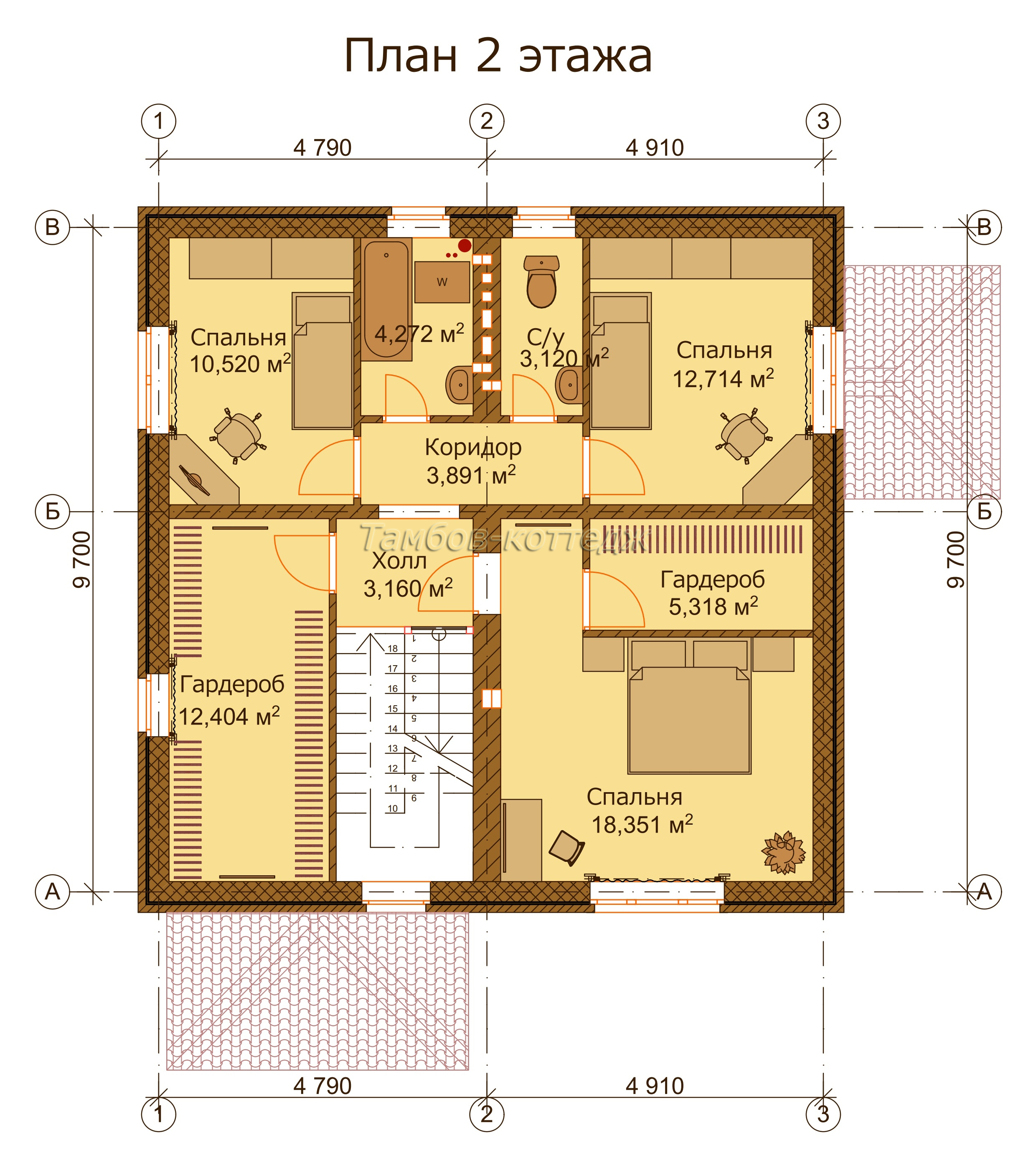 План 2 этажа (двухэтажный жилой дом площадью 157 м2)