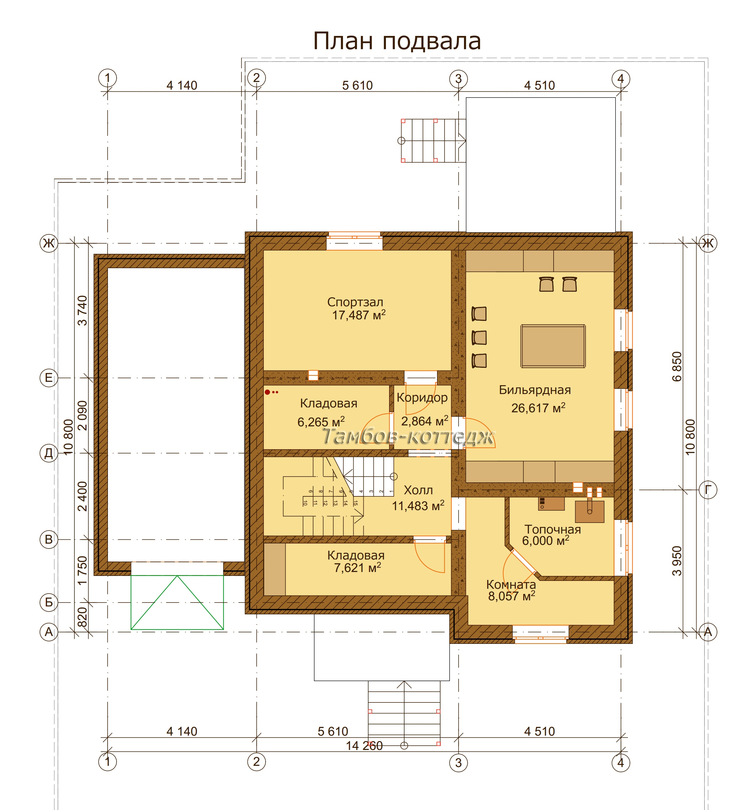 План подвала (двухэтажный жилой дом площадью 299 м2)