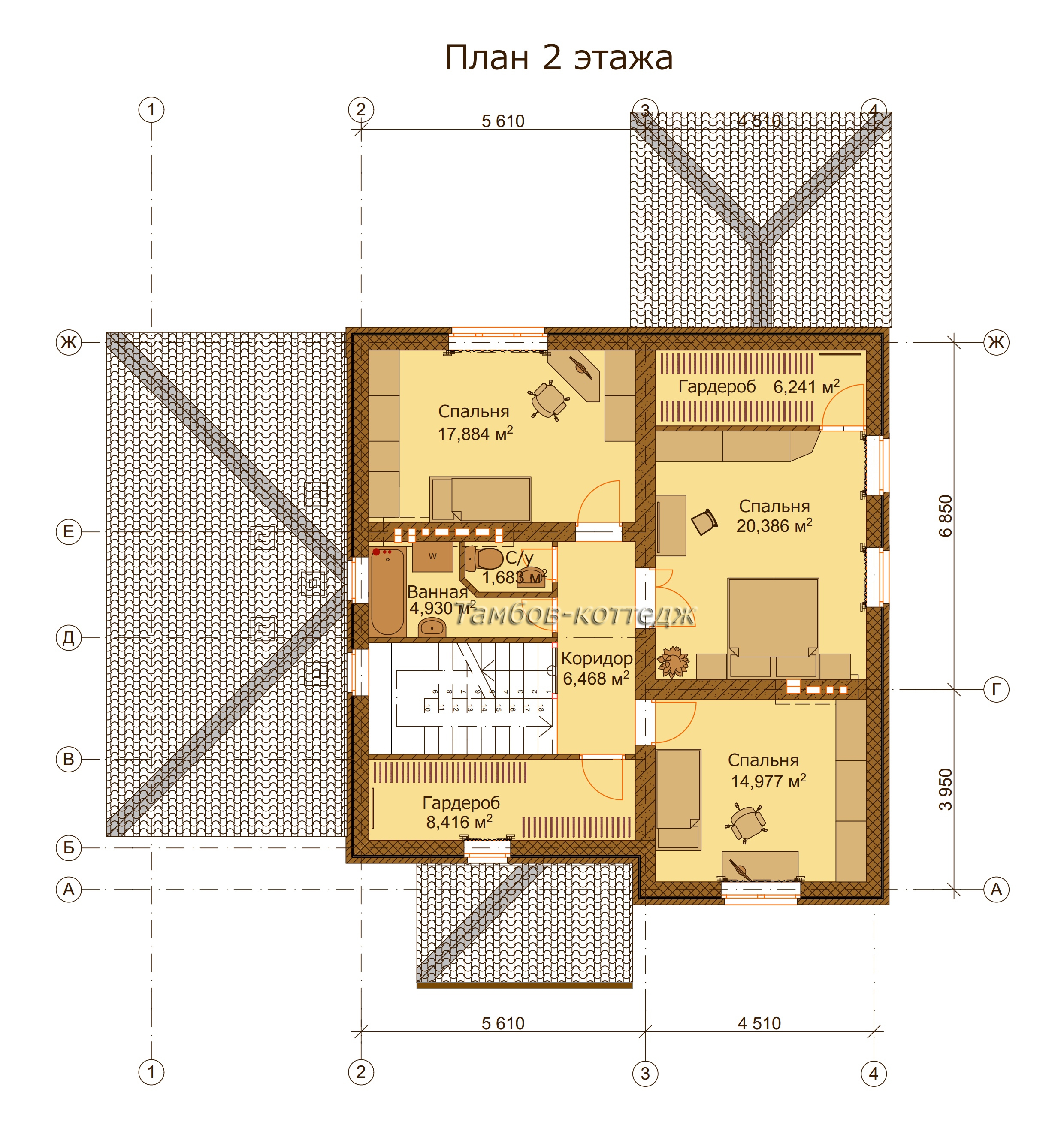 План 2 этажа (двухэтажный жилой дом площадью 299 м2)