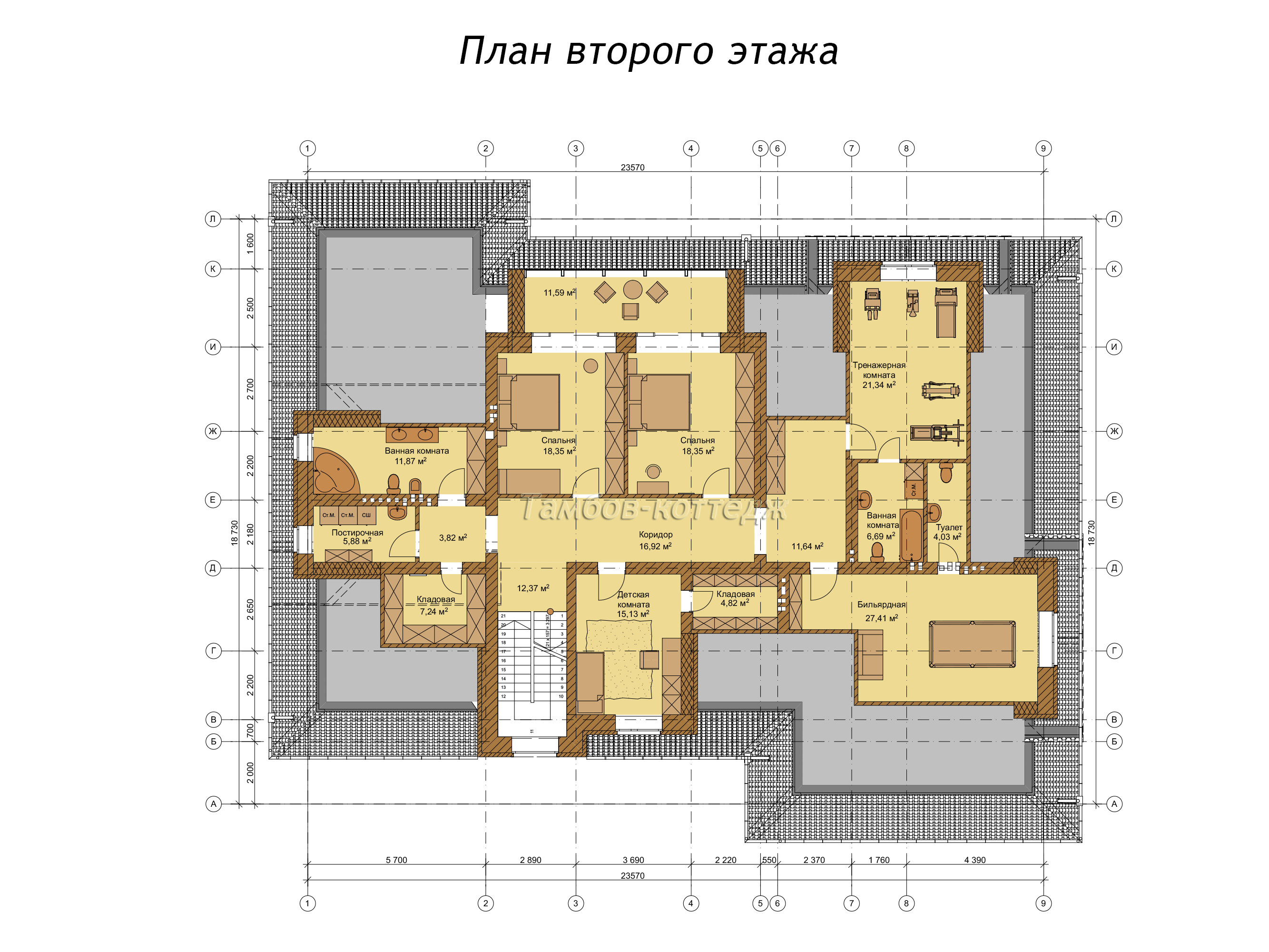 План мансардного этажа (Одноэтажный жилой дом с мансардой и гаражом площадью 517 м2)