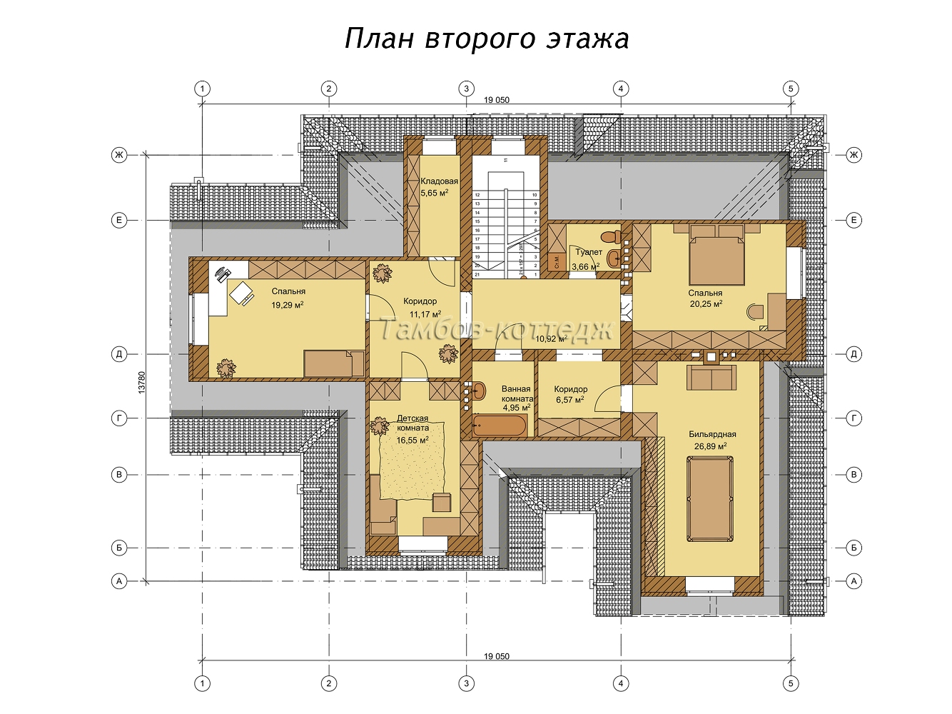 План мансардного этажа (Одноэтажный жилой дом с мансардой и гаражом площадью 311 м2)