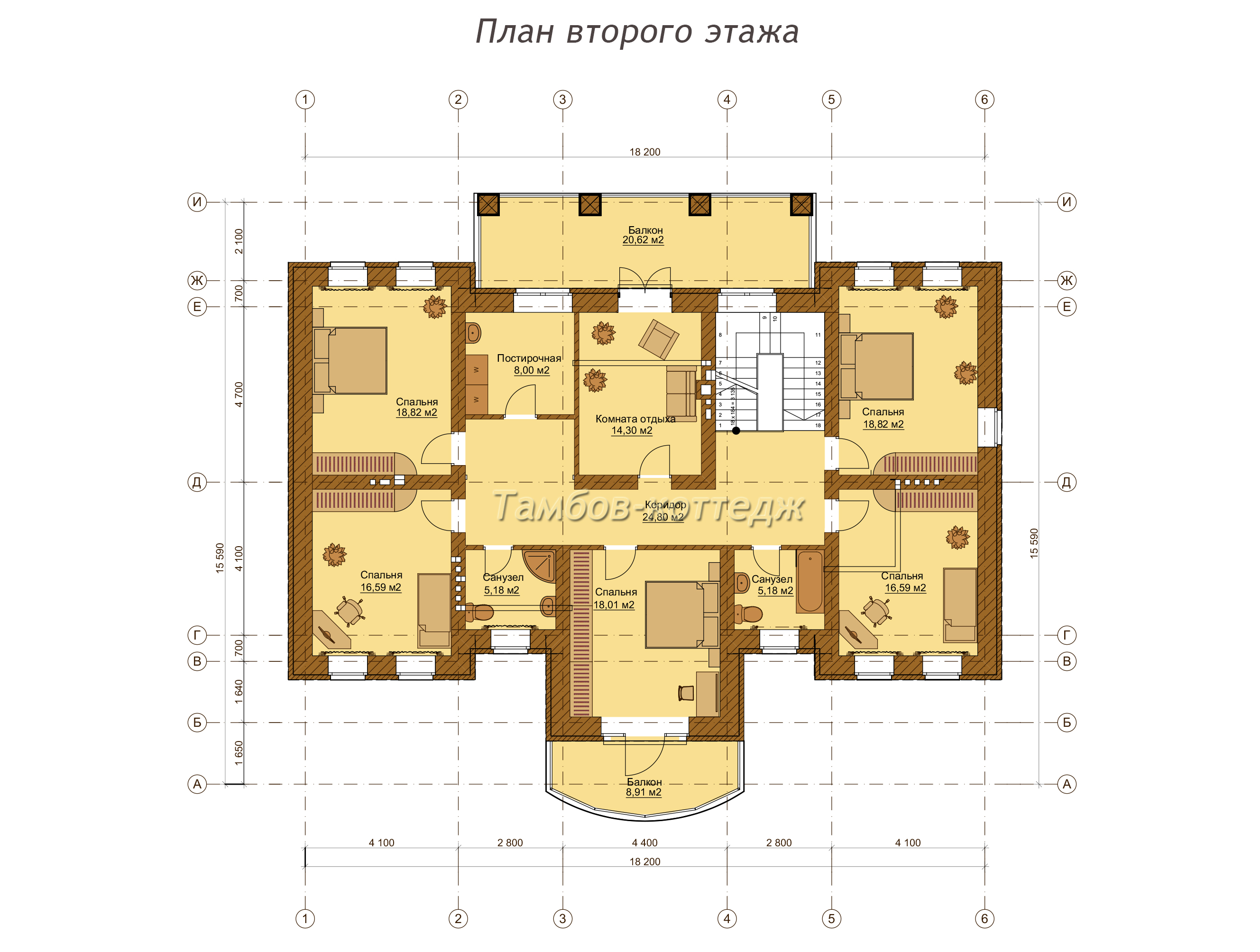 План 2 этажа (двухэтажный жилой дом площадью 362 м2)